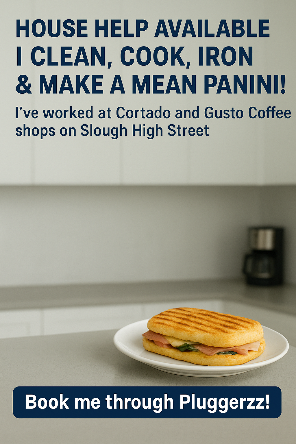 🏡4 Hour House Help Available – I Clean, Cook, Iron & Make a Mean Panini!